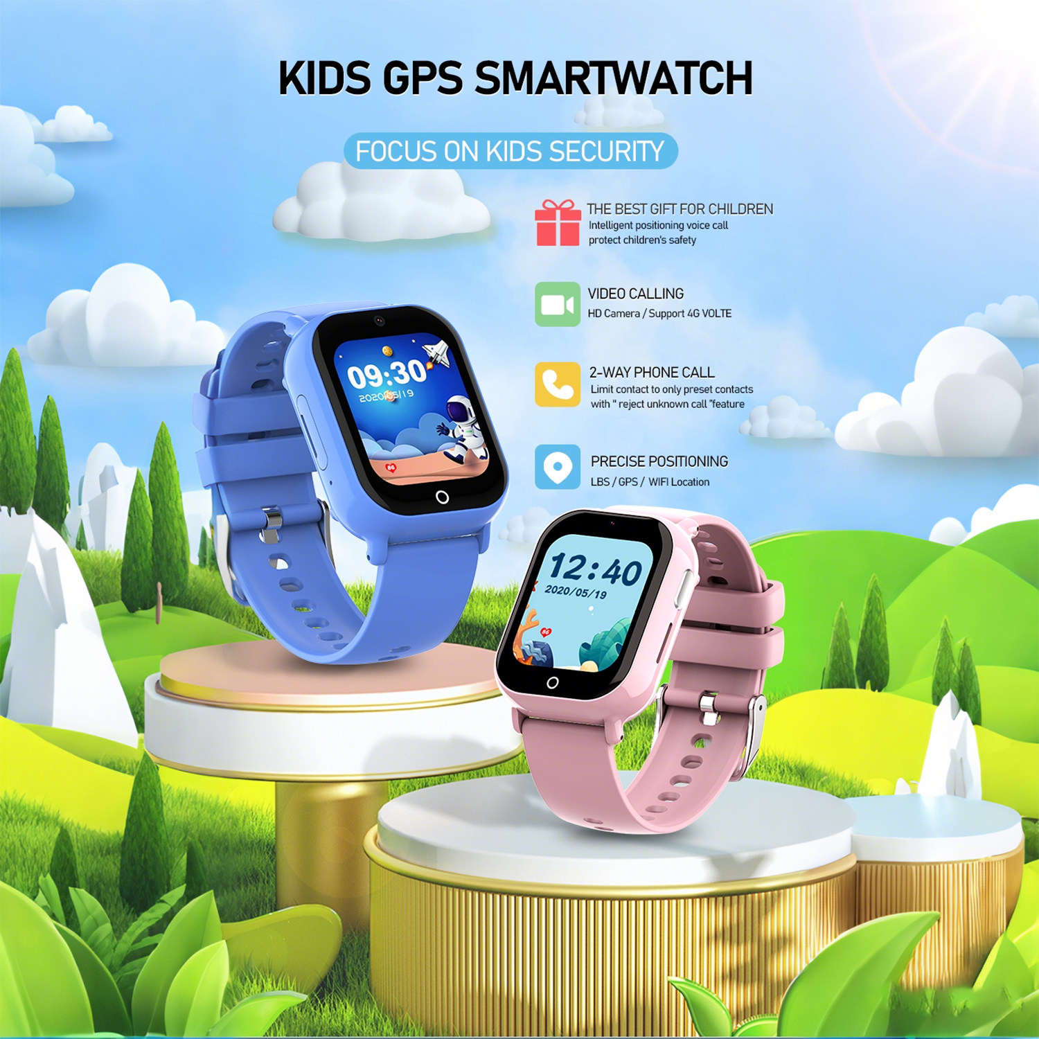 Waterproof Student Smart Watch with Camera VM05 SOS Call Digital Child Smartwatch Touch Wristwatch Kids Smart Watch With Gps